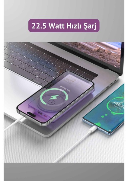 Q22 10.000 mAh Pd 22.5W Hızlı Şarj Destekli Magsafe Özellkli Powerbank