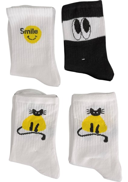 4'lü Karışık Figürlü Kadın Çorap