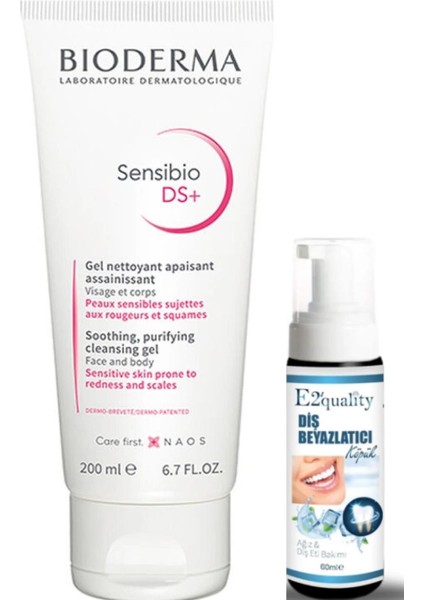 Bioderma Sensibio Ds+ Foaming Cilt Temizleme Jeli 200 ml- Diş Beyazlatıcı Köpük Hediye