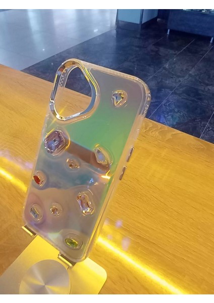 iPhone 16 Uyumlu Renkli Elmas Taşlı Hologram Kapak Darbe Korumalı Kılıf