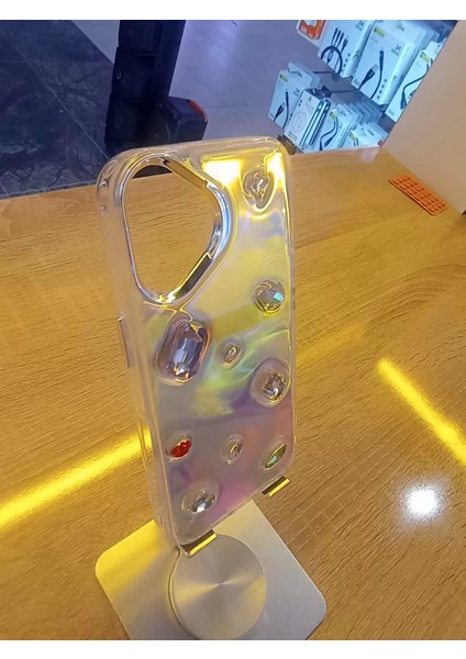 iPhone 16 Uyumlu Renkli Elmas Taşlı Hologram Kapak Darbe Korumalı Kılıf