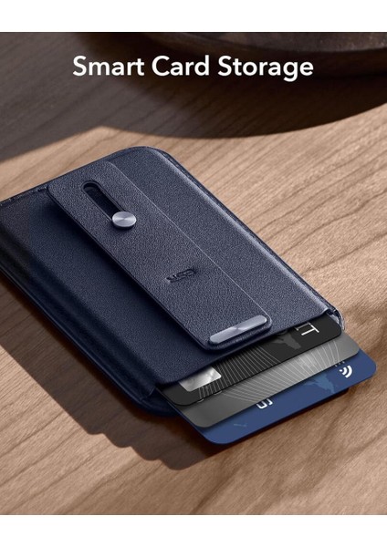 Apple iPhone Standlı Cüzdan HaloLock MagSafe Parmak Halkalı – Mavi fırsatları