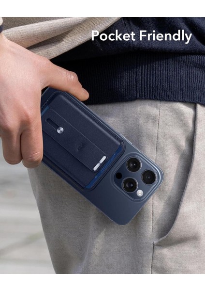 Apple iPhone Standlı Cüzdan HaloLock MagSafe Parmak Halkalı – Mavi indirimleri