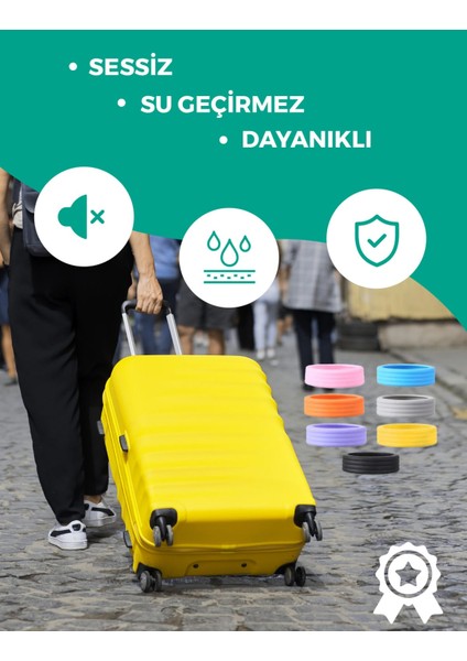 Silikon Bavul Valiz Tekerlek Koruyucu 8 Adet ( Siyah )
