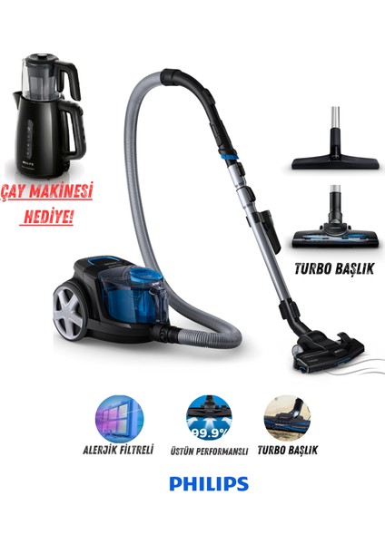 Turbo Başlıklı Hepa Filtreli Premium Powerpro City Süpürge + Cam Demlikli Çay Makinesi Hediye, Onerous Tartı Hediye