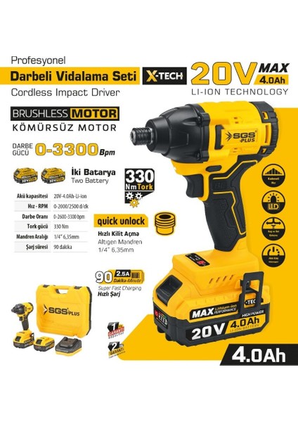 SGS5501 Akülü Darbeli Vidalama Seti 20 Volt - 4 Amper