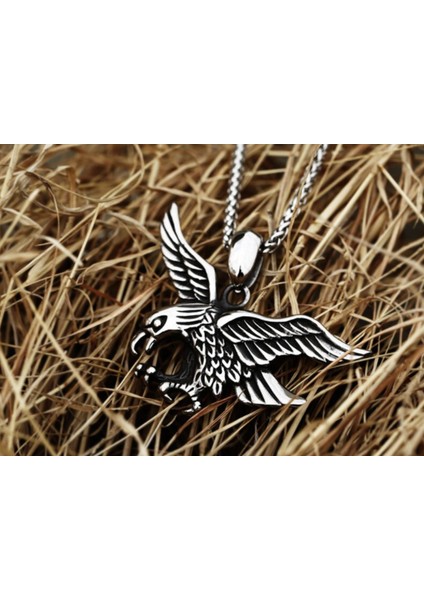 Paslanmaz Çelik Kartal Erkek Kolye / 60 cm Örgü Zincirli modelleri