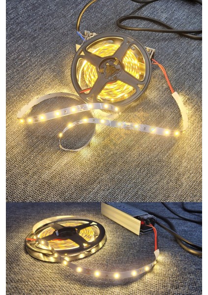 Mutfak Dolabı Için 5 Mt. Şerit LED 12V Adaptör Aç Kapa Anahtarlı / Günışığı Renk