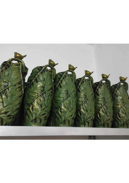 Polyester Kuşlu Yaprak Desen Gold Varaklı Vazo 28,5cm indirimleri