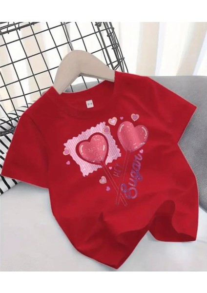 Punıx Kıds Özel Üretim Sugar Baskılı Yeni Stil Kız Çocuk Ter Tutmayan Yazlık T-Shırt