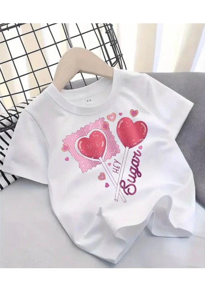 Punıx Kıds Özel Üretim Sugar Baskılı Yeni Stil Kız Çocuk Ter Tutmayan Yazlık T-Shırt