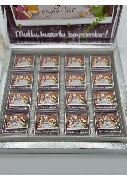 32 Adet Bayram Çikolatası, Ramazan Bayramı, Şeker Bayramı , Kurban Bayramı Hediyelik Çikolata Kutusu modelleri