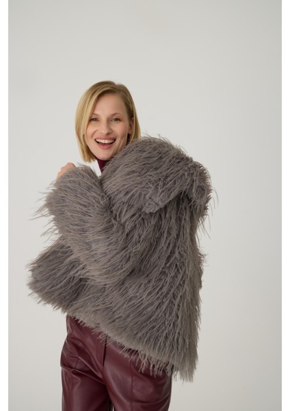 Gri Suni Kürk Kadın Ceket fiyatları