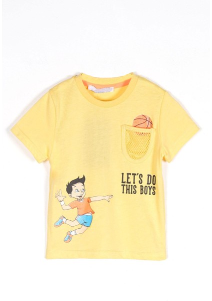 Erkek Çocuk Lets Do This Baskı Fileli Cepli Tshirt 1-4 Yaş