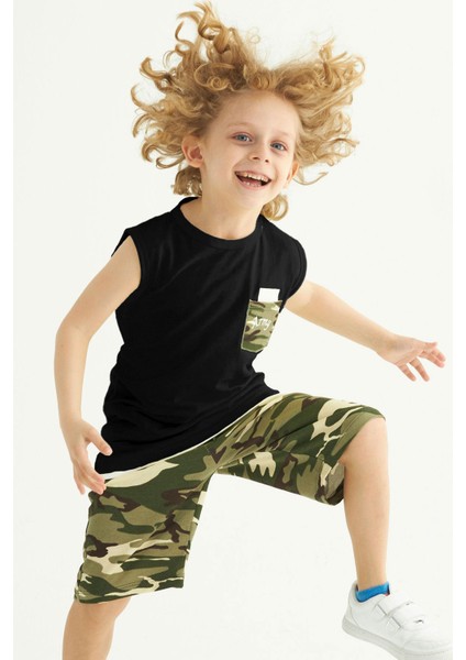 Erkek Çocuk Kamuflaj Baskılı Cepli Kaprılı Takım 2-9 Yaş fiyatları