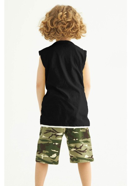 Erkek Çocuk Kamuflaj Baskılı Cepli Kaprılı Takım 2-9 Yaş fırsatları