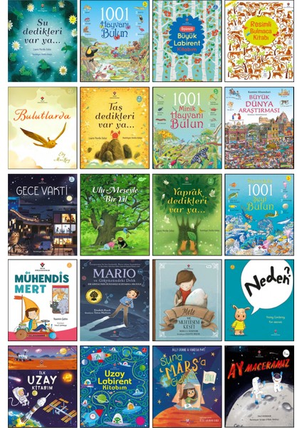 Üçüncü Büyük Labirent Kitabım/Resimli Bulmaca Kitabı/Bulutlarda/Taş Dedikleri Var Ya/1001 Minik Hayvanı Bulun/Büyük Dünya Araştırması/Ulu Meşeyle Bir Yıl/Yaprak Dedikleri Var Ya/20’li