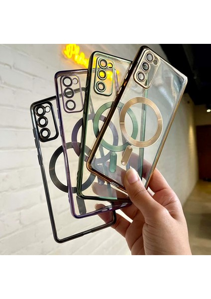 Samsung Galaxy S20 Fe Kılıf Kamera Lens Korumalı Renkli Magsafe Şeffaf Silikon