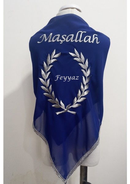 Mavi Şifon Çelenk Maşallah Sünnet Nakış Işlemeli Kına Şalı Atkı Eldiven Isme Özel indirimleri