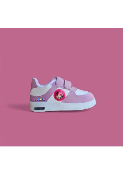 Mor Işıklı Pembe Kız Fare Işıklı Çocuk Spor Ayakkabı Sneaker 31-35 Numara Ağırlığı Isıklı Değildir