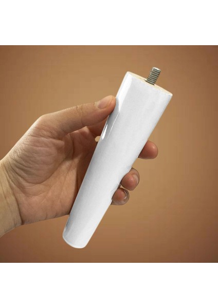 8 Adet Ahşap Ayak Beyaz 15 cm Dolap Mobilya Koltuk Kanepe Destek Ayağı Ayakları Konik M8 Civatalı