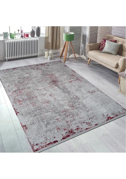 Sanat Halı Doku 1086 Gri Kırmızı Modern Salon Halısı