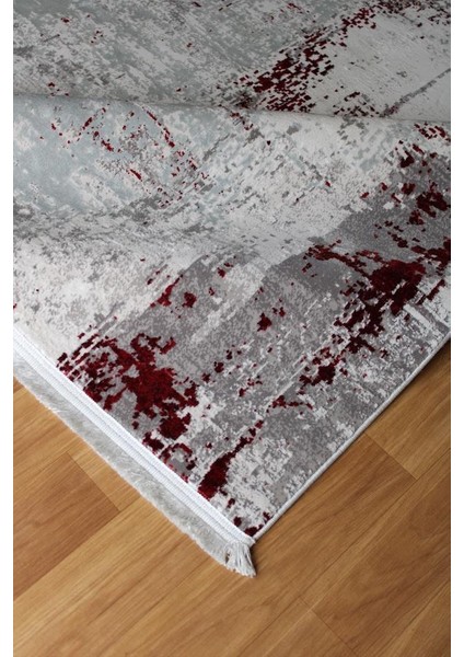 Sanat Halı Doku 1086 Gri Kırmızı Modern Salon Halısı indirimleri