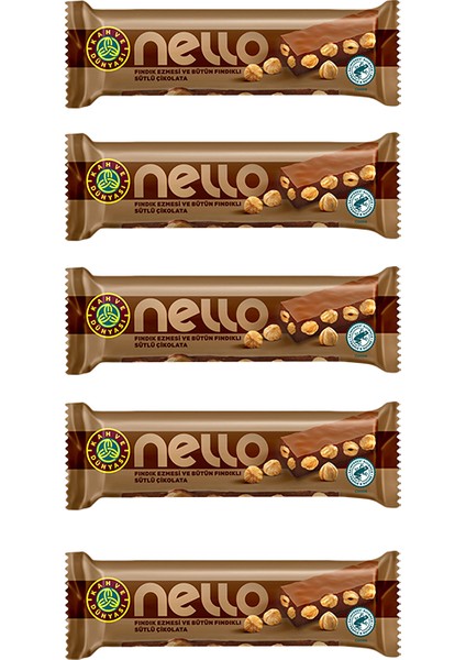 Nello Fındık Ezmeli Sütlü Çikolata 33 gr (5 Adet)