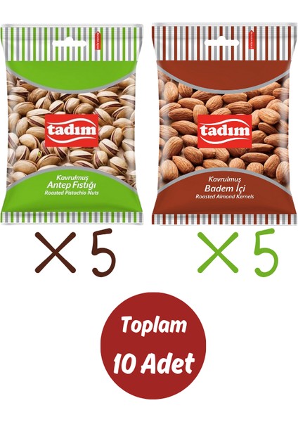 Kavrulmuş Antep Fıstığı ve Badem 45 gr x 10 Paket