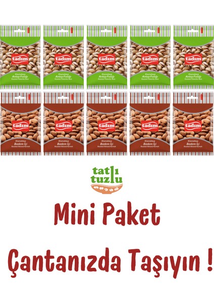 Kavrulmuş Antep Fıstığı ve Badem 45 gr x 10 Paket indirimleri
