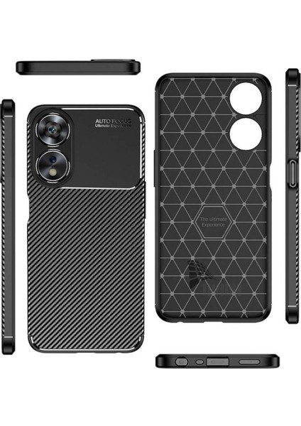 Oppo A18 Uyumlu Silikon Kılıf Karbon Desenli Kamera Korumalı Darbe Emici Autofocus Kapak fiyatları