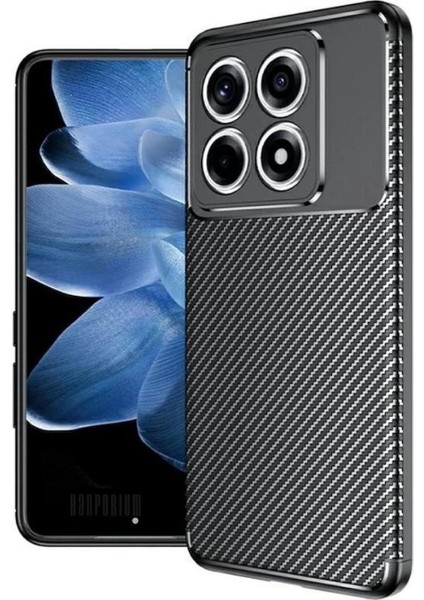 Xiaomi 14T Uyumlu Silikon Kılıf Karbon Desenli Kamera Korumalı Darbe Emici Autofocus Kapak
