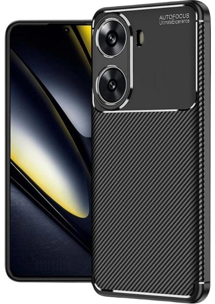 Poco X7 Pro Iron Man Edition Uyumlu Silikon Kılıf Karbon Desenli Kamera Korumalı Darbe Emici Autofocus Kapak