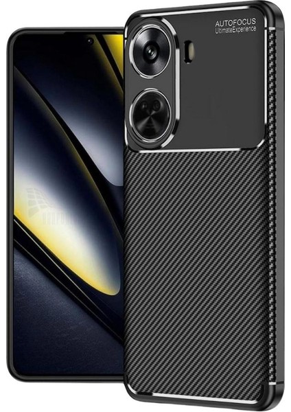 Huawei Nova 12 Se Uyumlu Silikon Kılıf Karbon Desenli Kamera Korumalı Darbe Emici Autofocus Kapak
