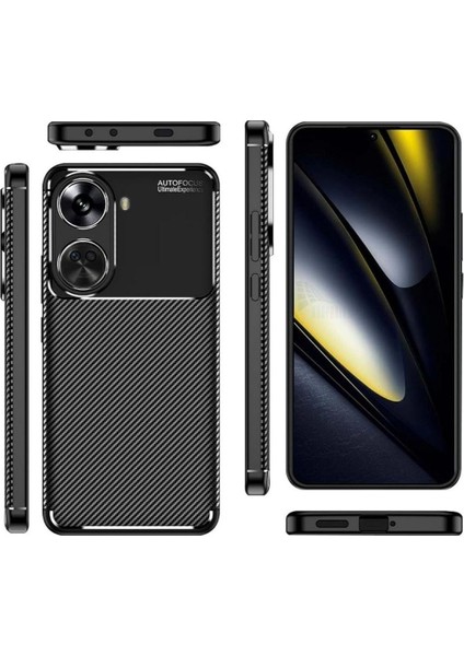 Huawei Nova 12 Se Uyumlu Silikon Kılıf Karbon Desenli Kamera Korumalı Darbe Emici Autofocus Kapak