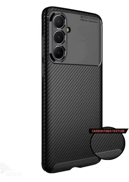 Samsung Galaxy A15 Uyumlu Silikon Kılıf Karbon Desenli Kamera Korumalı Darbe Emici Autofocus Kapak