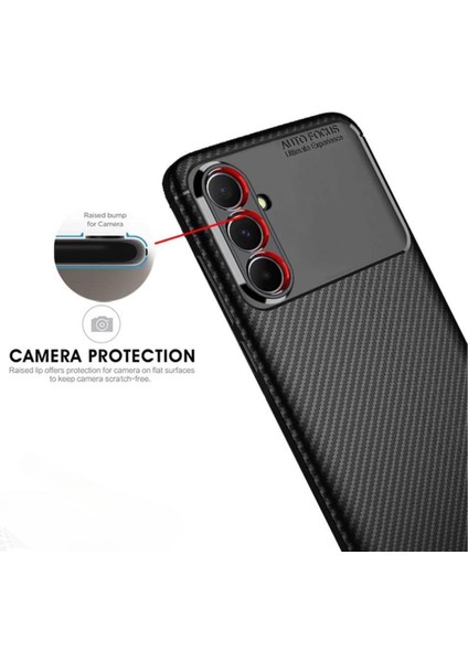 Samsung Galaxy A54 Uyumlu Silikon Kılıf Karbon Desenli Kamera Korumalı Darbe Emici Autofocus Kapak