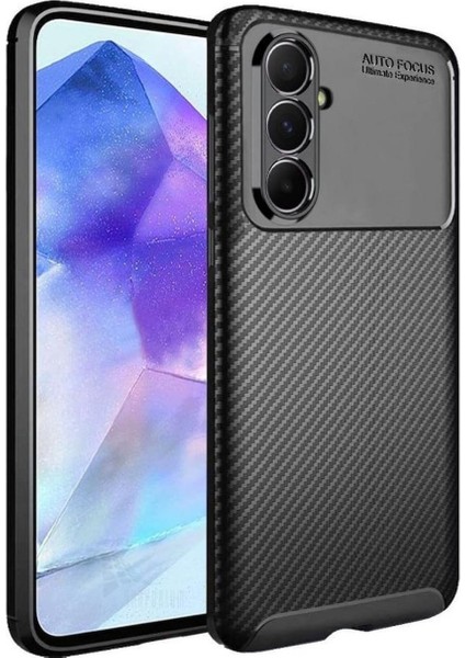 Samsung Galaxy A14 Uyumlu Silikon Kılıf Karbon Desenli Kamera Korumalı Darbe Emici Autofocus Kapak