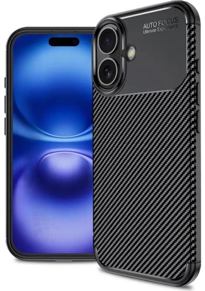 Apple iPhone 16 Uyumlu Silikon Kılıf Karbon Desenli Kamera Korumalı Darbe Emici Autofocus Kapak