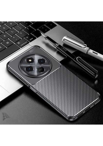 Redmi A4 Uyumlu Silikon Kılıf Karbon Desenli Kamera Korumalı Darbe Emici Autofocus Kapak