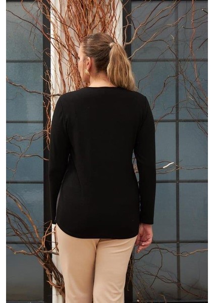 Desenli Büyük Beden Füme Bluz fırsatları