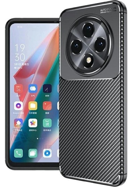Oppo Reno 11 Fs Uyumlu Silikon Kılıf Karbon Desenli Kamera Korumalı Darbe Emici Autofocus Kapak