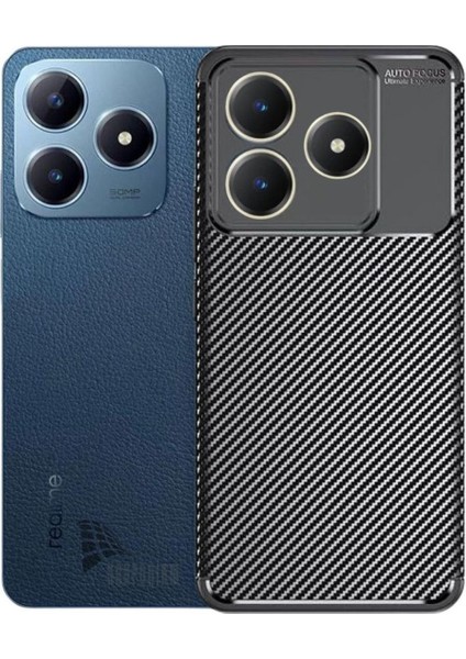 Realme C61 Uyumlu Silikon Kılıf Karbon Desenli Kamera Korumalı Darbe Emici Autofocus Kapak