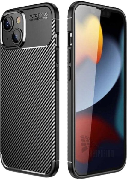 Apple iPhone 14 Uyumlu Silikon Kılıf Karbon Desenli Kamera Korumalı Darbe Emici Autofocus Kapak