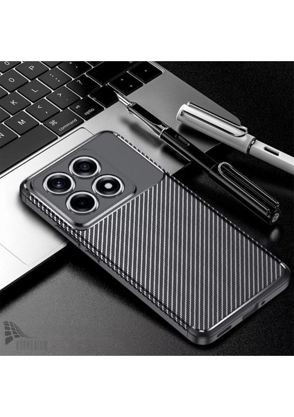 Xiaomi 14T Pro Uyumlu Silikon Kılıf Karbon Desenli Kamera Korumalı Darbe Emici Autofocus Kapak modelleri