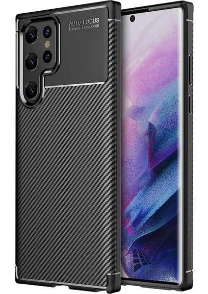 Samsung Galaxy S25 Ultra Uyumlu Silikon Kılıf Karbon Desenli Kamera Korumalı Darbe Emici Autofocus Kapak