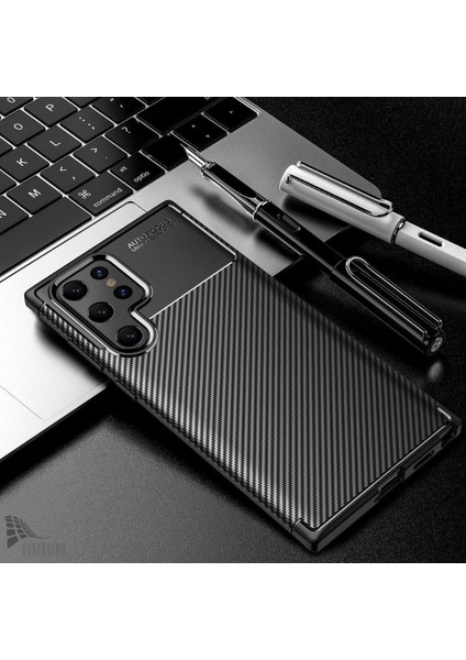 Samsung Galaxy S25 Ultra Uyumlu Silikon Kılıf Karbon Desenli Kamera Korumalı Darbe Emici Autofocus Kapak