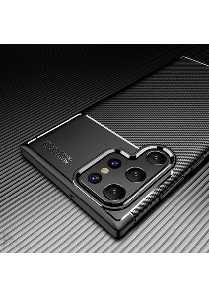 Samsung Galaxy S25 Ultra Uyumlu Silikon Kılıf Karbon Desenli Kamera Korumalı Darbe Emici Autofocus Kapak