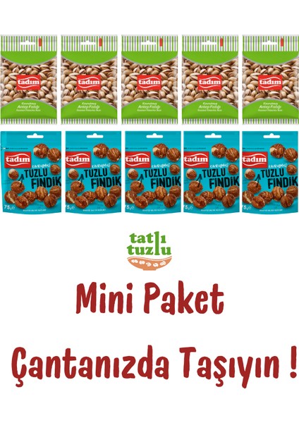 5 Paket Antep Fıstığı (45 G) & 5 Paket Tuzlu Fındık (75 G) - Toplam 600 Gram indirimleri