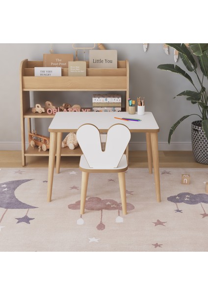 Çocuk Oyun Aktivite Masası 60X45 cm Çocuk Çalışma Masası Masa Sandalye Seti